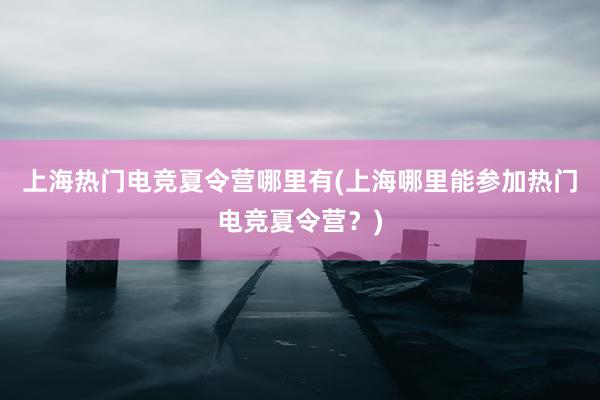 上海热门电竞夏令营哪里有(上海哪里能参加热门电竞夏令营？)