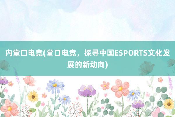 内堂口电竞(堂口电竞，探寻中国ESPORTS文化发展的新动向)