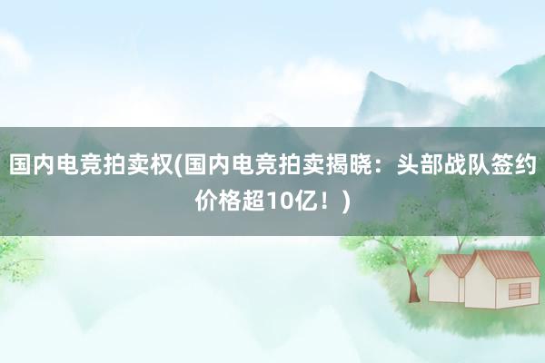 国内电竞拍卖权(国内电竞拍卖揭晓：头部战队签约价格超10亿！)