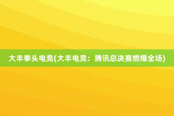 大丰拳头电竞(大丰电竞：腾讯总决赛燃爆全场)