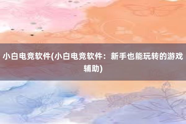 小白电竞软件(小白电竞软件：新手也能玩转的游戏辅助)