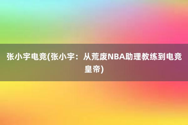 张小宇电竞(张小宇：从荒废NBA助理教练到电竞皇帝)