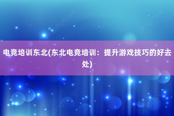 电竞培训东北(东北电竞培训：提升游戏技巧的好去处)