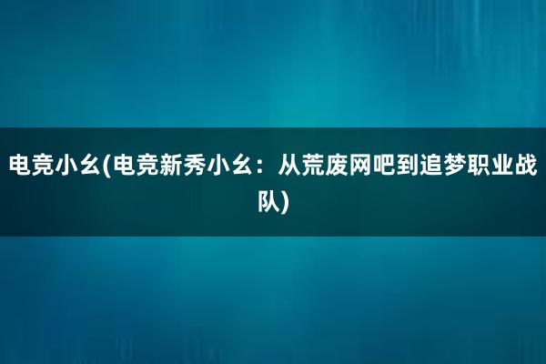 电竞小幺(电竞新秀小幺：从荒废网吧到追梦职业战队)