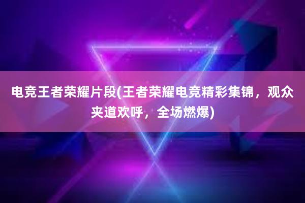 电竞王者荣耀片段(王者荣耀电竞精彩集锦，观众夹道欢呼，全场燃爆)