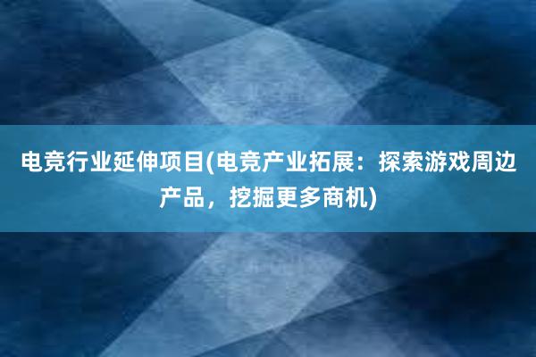 电竞行业延伸项目(电竞产业拓展：探索游戏周边产品，挖掘更多商机)