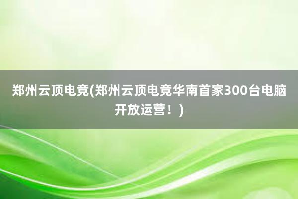 郑州云顶电竞(郑州云顶电竞华南首家300台电脑开放运营！)