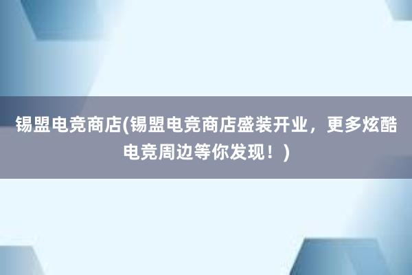 锡盟电竞商店(锡盟电竞商店盛装开业，更多炫酷电竞周边等你发现！)