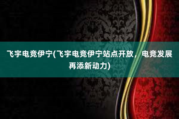 飞宇电竞伊宁(飞宇电竞伊宁站点开放，电竞发展再添新动力)