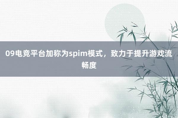 09电竞平台加称为spim模式，致力于提升游戏流畅度