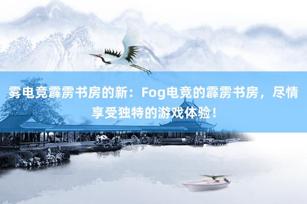 雾电竞霹雳书房的新：Fog电竞的霹雳书房，尽情享受独特的游戏体验！