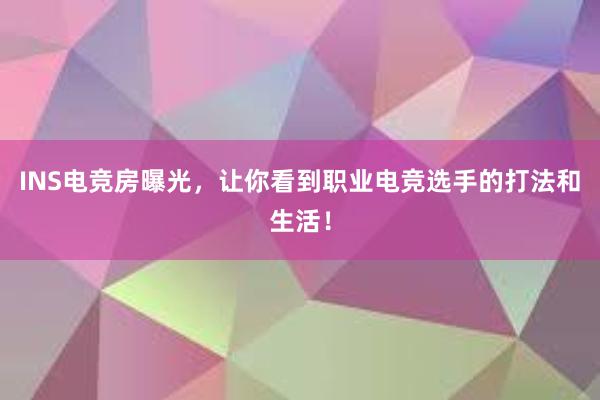 INS电竞房曝光，让你看到职业电竞选手的打法和生活！