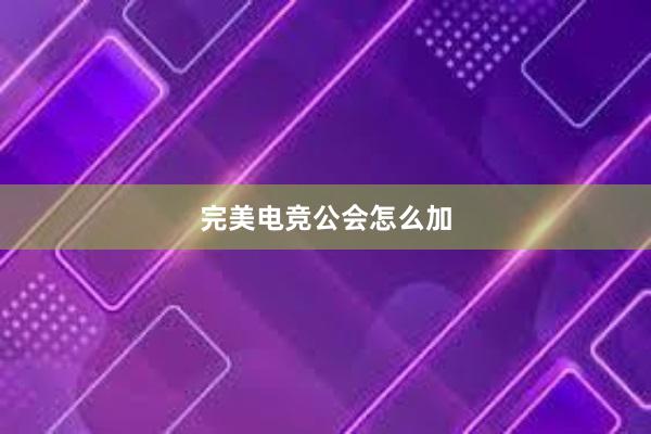 完美电竞公会怎么加