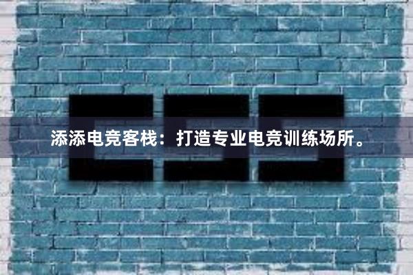 添添电竞客栈：打造专业电竞训练场所。