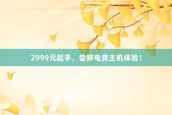 2999元起手，尝鲜电竞主机体验！