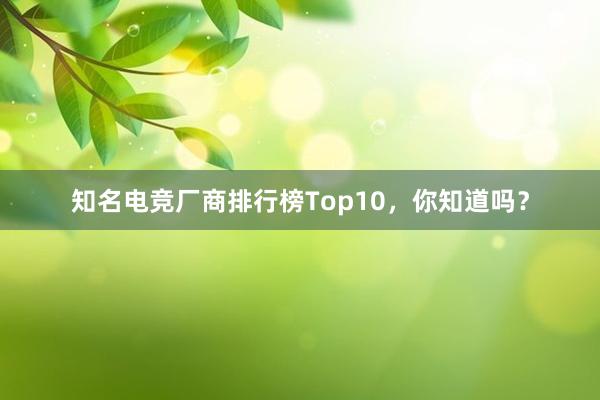 知名电竞厂商排行榜Top10，你知道吗？